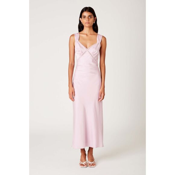 NIA Rosario vintage Inspired Satin slip Midi Dress in Pink size S NWT$108 - Picture 2 of 7